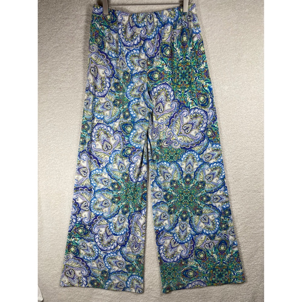 chico's palazzo wide leg pants paisley floral medallion boho 0 soft flowy resort